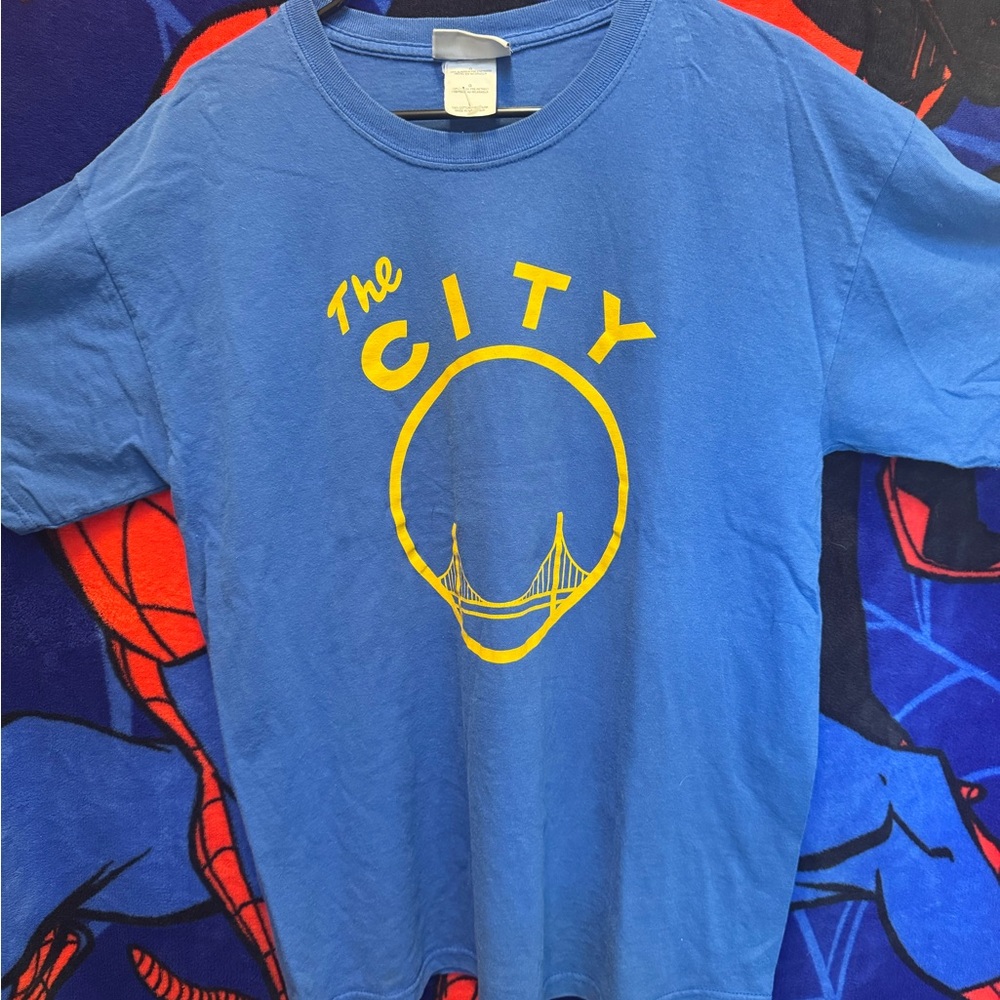 Blue Kids Shirt with Yellow Print